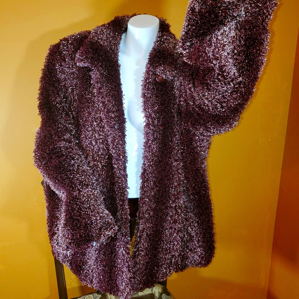 Dennis Basso Burgundy Hombre Fur Coat NWOT